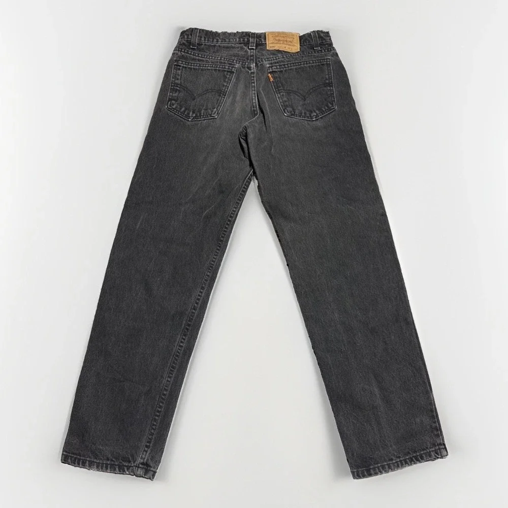 Levi's 555 Jeans 30x30 Relaxed Fit Straight Leg Black Denim Orange Tab USA Made
